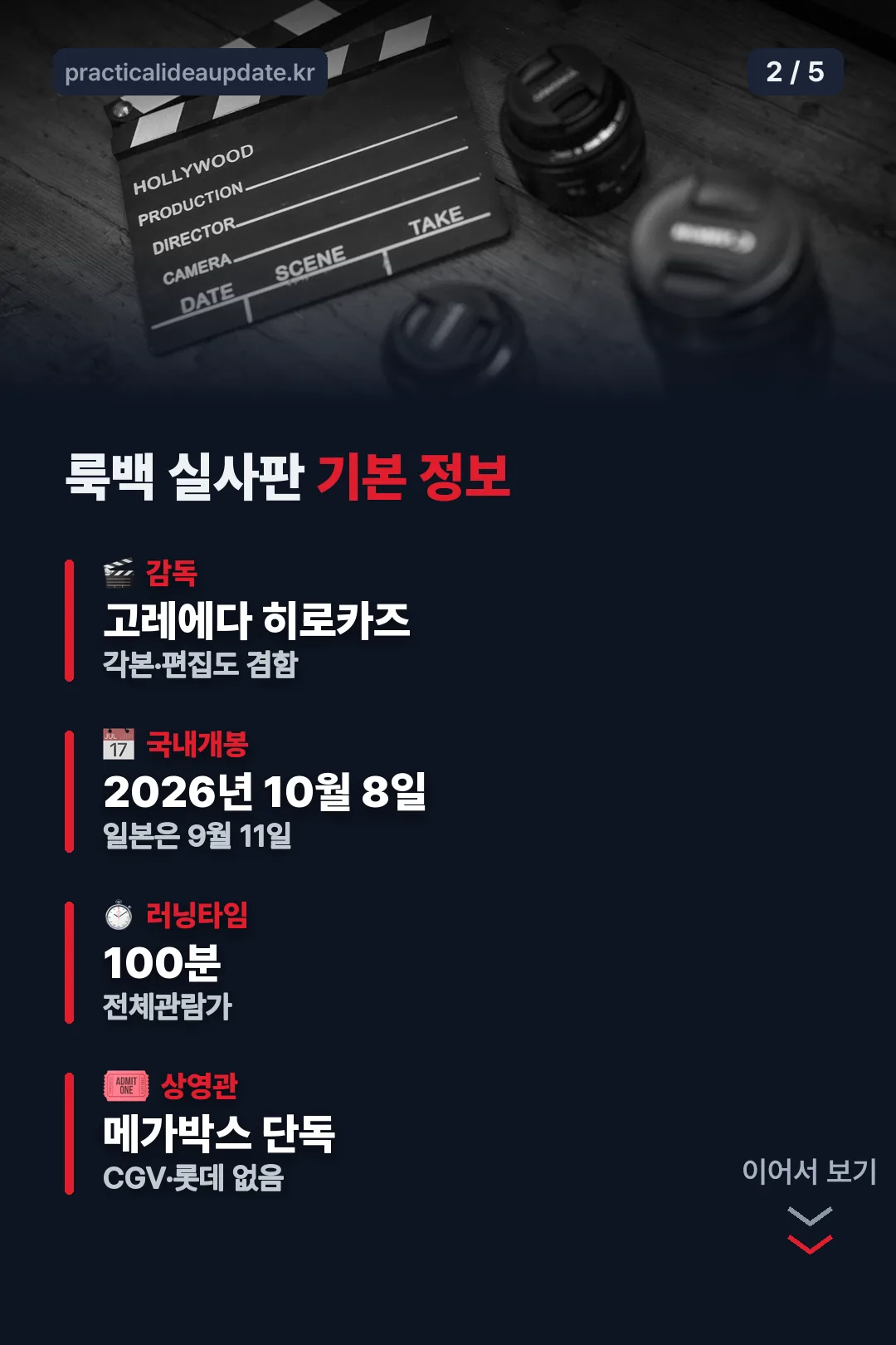 실사판 기본 정보 표